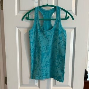 Women's Aqua Patterned Racerback Tank Top - Size S - NWOT